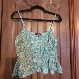 Lulu's Green Smocked Peplum Camisole